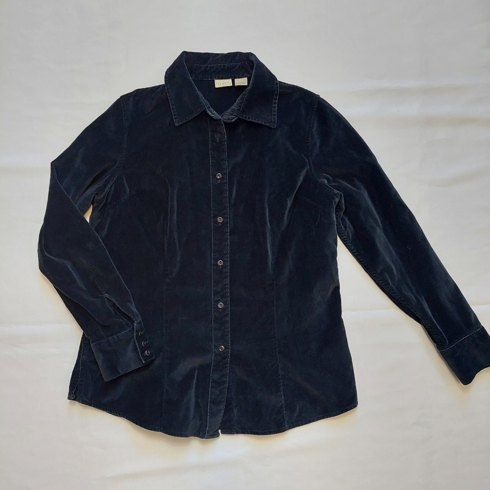 L.L.Bean Velvet Vintage Women Button Down Shirt Long Sleeves S Witchy Casual